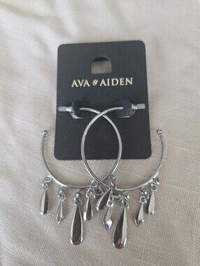 Ava & Aiden Silver Teardrop Hoop Earrings
